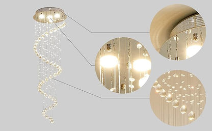 AGV LIGHTING Modern Crystal Chandelier, 4-Light Pendant, H50 x D16, White, Indoor, Bedroom, Dining Room, Living Room, Lobby