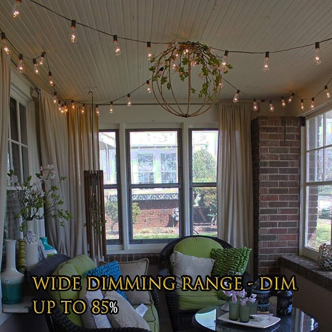 Outdoor String Lights 36ft with LED Filament Bulbs 30+2(Spare) Dimmable Shatterproof Waterproof, for Indoor/Outdoor Decoration and Lighting, Edison Vintage Style Warm 2200K
