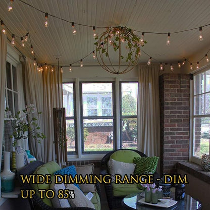 Outdoor String Lights 36ft with LED Filament Bulbs 30+2(Spare) Dimmable Shatterproof Waterproof, for Indoor/Outdoor Decoration and Lighting, Edison Vintage Style Warm 2200K