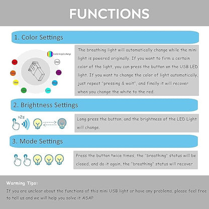 AOZITA Mini USB LED RGB Light Brightness Adjustable 8 Color Changeable for Car, Laptop, Keyboard. Atmosphere Smart Night Lamp for Home Decoration (DC : 5V) (Quantity: 1)