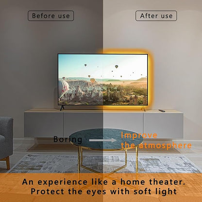Motion Sensor LED Light Strip, Ultra Warm Yellow 2200K Strip Light USB Powered 16.4ft, Day/Night Modes & Dimming Brightness, Adhesive Tape 5V Free Cutting Rope Lights for Decor