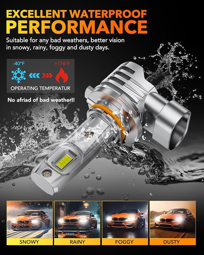 OXILAM H11 9005 Light Bulbs Combo, 320000lm 800% Brighter 6500K Cool White Light, 1:1 Size H11/H9/H8 9005/HB3 Fog DRL Light Halogen Replacement, Pack of 4