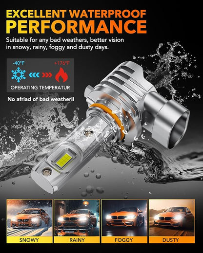 OXILAM H11 9005 Light Bulbs Combo, 320000lm 800% Brighter 6500K Cool White Light, 1:1 Size H11/H9/H8 9005/HB3 Fog DRL Light Halogen Replacement, Pack of 4