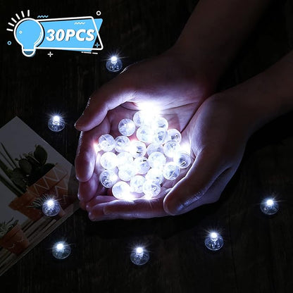 LIHAO 30pcs LED Balloon Lights Mini Round LED Ball Lights for Paper Lantern Christmas Halloween Birthday Wedding (White)