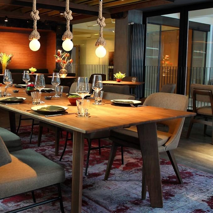 1 Head 1 Meter Vintage Hemp Rope Pendant Light Fixture E26/E27 Base, Vintage Ceiling Light Lamp,Retro Style for Dining Hall Restaurant Bar Lighting,110~130V, (Bulb not Included)