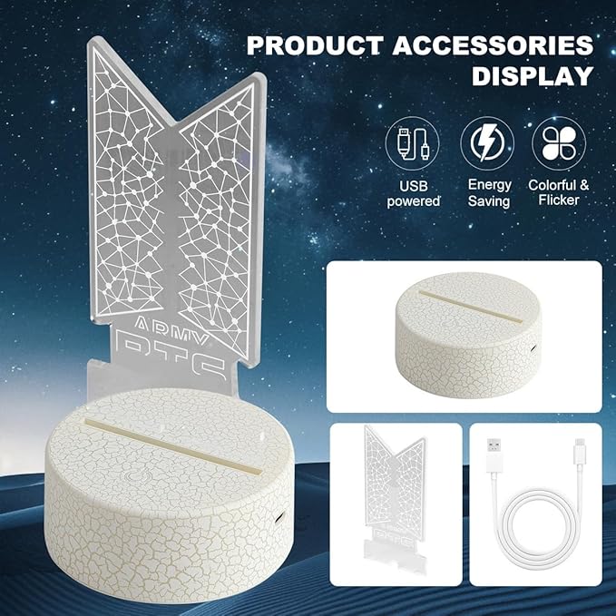 Bangtan Boys 7 Colors LED Acrylic Night Light Bedside Lamps Bedroom Home Room Decoration for Army Fans Gifts