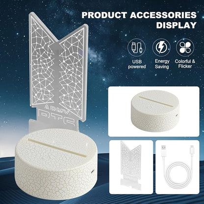 Bangtan Boys 7 Colors LED Acrylic Night Light Bedside Lamps Bedroom Home Room Decoration for Army Fans Gifts