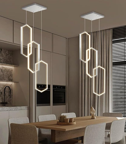3-Rings Dimmable Pendant Lighting Adjust LED Mini Chandelier Ceiling Light Fixtures for Kitchen Island Dining Room Living Room Bedroom Silver