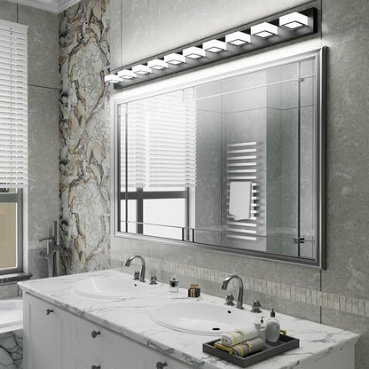 Ralbay 66inch Matte Black Bathroom Vanity Lights Metal Acrylic LED Modern Black Bathroom Wall Lighting Fixtures