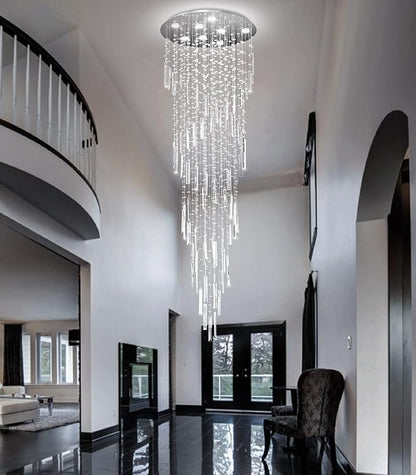 D24'' x H78'' Modern Crystal Chandelier High Ceiling Chandeliers for Entryway Glam Chandelier Large Raindrop Chandeliers LED Dimmable Light Fixtures for Staircaes Foyer Hallway Living Room