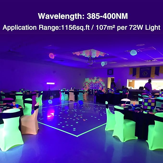 Onforu 2 Pack Black Light Bar, LED Blacklight with Plug and Switch, IP66 Waterproof for Glow Party, Bedroom, Halloween, Fluorescent Poster, Stage Lighting