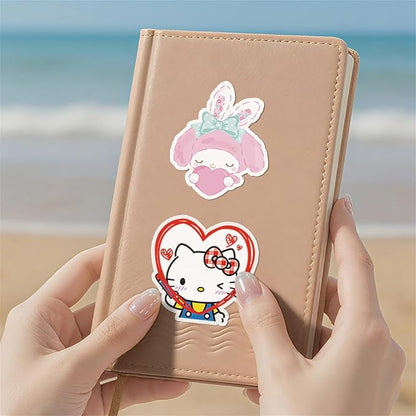 100Pcs Cartoon Kawaii Sanrio Stickers for Kids,Vinyl Waterproof Kuromi Kitty Melody Stickers for Water Bottle Laptop Computer Phone Luggage Skateboard Lunchbox Decals Gifts for Kids Teen Adults