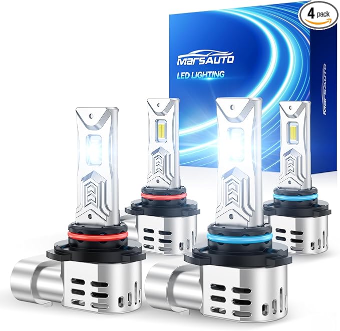 Marsauto 9005 9006 Bulb, 100000LM 1200% Brighter Fog Light with Turbo Fan, 5 Mins Quick Installation, IP67 Waterproof Bulbs, 9005 9006 Pack of 4