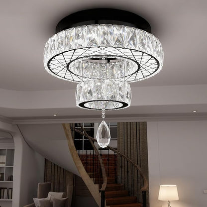 HAIXIANG Chandelier Bedroom LED Light Modern Hallway Ceiling Lighting Fixtures for Kitchen Dining Room Kitchen Remote Dimmable Black Lights