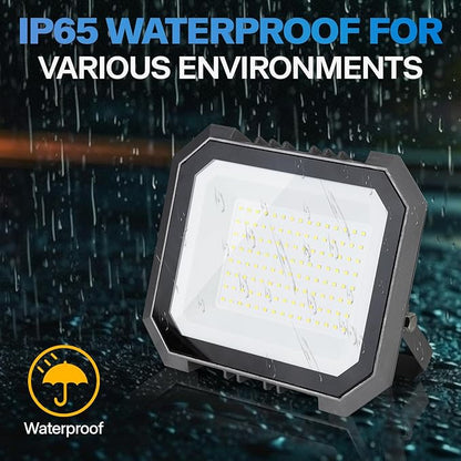 Leddictive 6 Pack LED Flood Lights Outdoor, 100W 10000LM Super Bright Floodlight Outside Work Light with 5.9FT Plug, IP65 Waterproof 6000K Outdoor LED Flood Light for Garage, Yard, Lawn, Garden