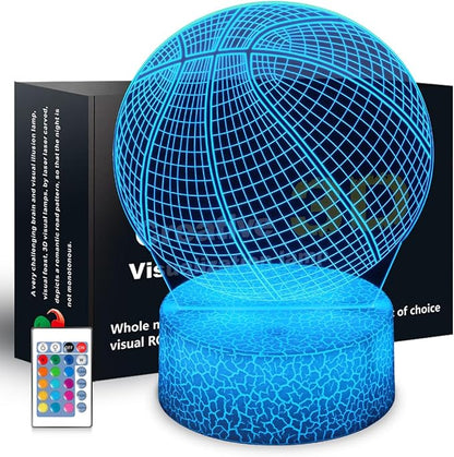 Basketball Night Light Gifts for Kids,3D Illusion16 Color Change Decor Bedside Lamp with Remote and Smart Touch,Gifts for Christmas Birthday Boys Men Girls
