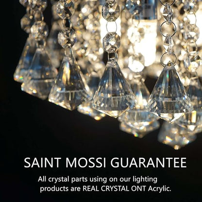 Saint Mossi Chandelier Modern K9 Crystal Raindrop Chandelier Lighting Flush mount LED Ceiling Light Fixture Pendant Lamp for Dining Room Bathroom Bedroom Livingroom 6 GU10 LED Bulbs Required H32 X D18