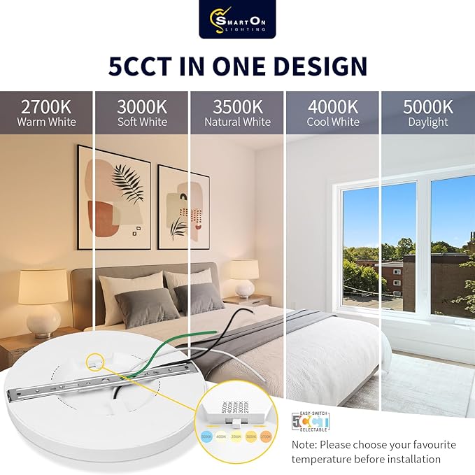 mw 4 Pack 7 Inch Flush Mount LED Ceiling Light Fixture, 14W, 120V, Dimmable, 2700K/3000K/3500K/4000K/5000K Selectable,90+ CRI, Low Profile Ceiling Light for Bedroom Hallway, ETL Certification
