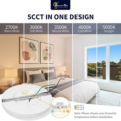 mw 4 Pack 7 Inch Flush Mount LED Ceiling Light Fixture, 14W, 120V, Dimmable, 2700K/3000K/3500K/4000K/5000K Selectable,90+ CRI, Low Profile Ceiling Light for Bedroom Hallway, ETL Certification
