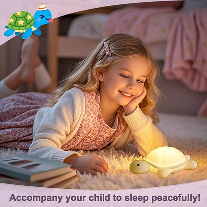 Turtle Night Light, Sea Turtle Gifts, Cute Soft Silicone Squishy LED Lamp with 7 RGB Colors , Dimmable, Timer, Touch Control, Kids' Bedroom Decor, Gift for Children, Breastfeeding Nursery Birthdays