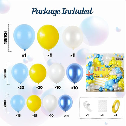 Yellow Blue Clear Balloon Arch Kit for Underwater Ocean Theme Birthday & Summer Party, Balloon Garland for Baby Shower, Beach and Kids Party Decorations
