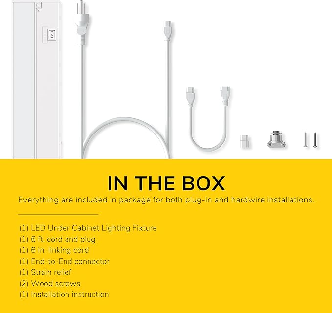 Getinlight 32-inch 3 Color Levels LED Under Cabinet Lighting, Hardwired or Plugged-in, Selectable White 2700K/3000K/4000K, Dimmable, White Finished, IN-0210-4