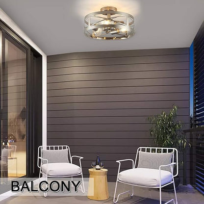 Modern 3-Light Semi-Flush Mount Ceiling Light 13 Inches Round Lighting Fixtures for Kitchen Island Dining Room Bedroom Farmhouse Foyer Hallway Front Door, Brushed Nickel Finish