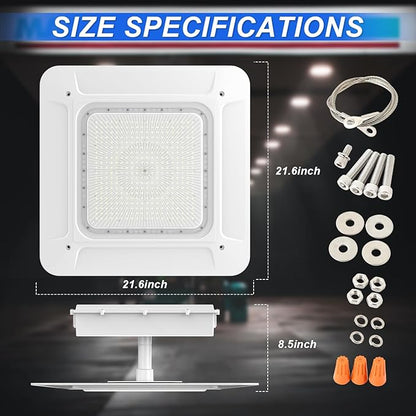 180W LED Canopy Light, 25200LM 5700K Daylight, Surface Mount LED Gas Station Light (750W HID/HPS Equivalent), Commercial Parking Garage Ceiling Lighting, IP65 Waterproof, 100-277VAC, UL Listed