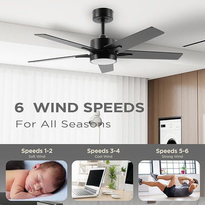 Ceiling Fan with Light Remote: 42 Inch Modern Fans with Dimmable Tri-Color Temperature LED - Quiet Reversible DC Motor for Home Office Bedroom