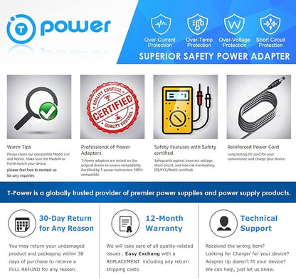 T POWER 19V Charger for Bright tech LightView PRO XL 8061LED LTVEWFL JC484 Superbright Magnifier Floor Lamp Litespan Serie LED 1ST 2nd Edition Clamp Reading Floor Camp Lamp Ac Adapter Supply