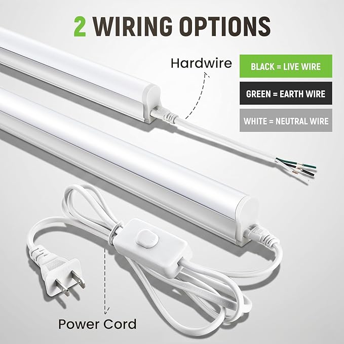 Pak 4FT LED Shop Lights, 2300LM 6500K Cool White, 20W Energy Efficient Linkable Ceiling and Under Cabinet Lighting, T5 Integrated Utility Fixture for Garage, Workshop, Basement, FCC Certified, 4 Pack