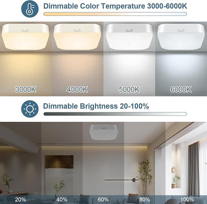WhitePoplar Motion Sensor Rechargeable Ceiling Light Indoor with Remote, Wireless Battery Operated Rechargeable Sensor Light for Closet, Garage, Hallway, 3000K-6000K Battery Powered Shower Lights