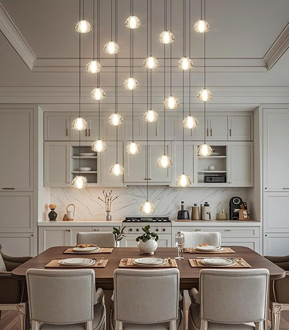 24-Lights Modern Rectangular Crystal Chandelier LED Raindrop Ceiling Pendant Light Crystal Lighting Fixture for Living Room Hotel Staircase Hallway Foyer Entryway Bedroom Black