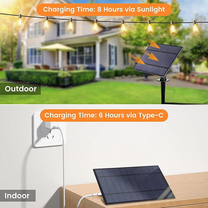 OHLUX 35FT Solar Globe String Lights Outdoor, Waterproof Solar Patio Lights with Remote, 17 Shatterproof LED Filament ST38 Bulbs, 2200K Soft White Dimmable Edison Hanging Lights for Gazebo Deck