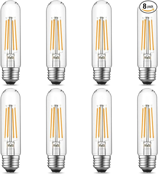 Gozelux Dimmable E26 LED Bulb 6W Equal 60 Watt Warm White 2700K E26 Edison AC120V 750LM Tubular T9 T10 LED Light Bulb for Rustic Pendant, Chandeliers, Wall Sconces, Pack of 8