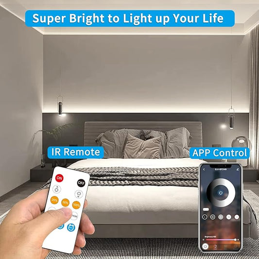 100ft COB LED Strip Lights DC 24V Dimmable 6000K White Flexible LED Tape Light for Bedroom, with Remote and app Control LED Tape Lights,for DIY Home Decoration