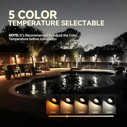 LEONLITE Update 5CCT LED Low Voltage Deck Lights, 180LM 3.74inch Landscape Step Railing Fence Light, 12-24V AC/DC, CRI90, Die-cast Aluminum Housing & Frosted Glass Lens, UL Cord, Black, Pack of 6