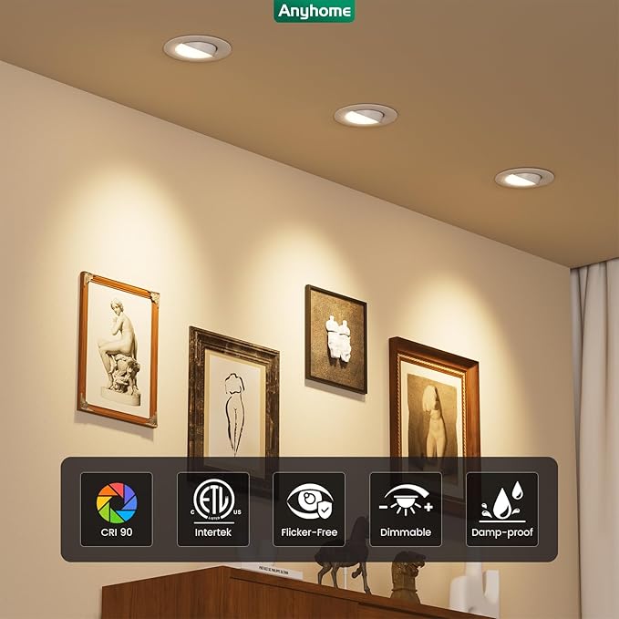 6 Inch Gimbal Led Recessed Lighting Retrofit,4 Retrofit Led Recessed Lighting,5 CCT 2700K-5000K Dimmable 11W 900LM,Compatible with TP24 Connector/E26 Bases,ETL & ES(8 Pack)