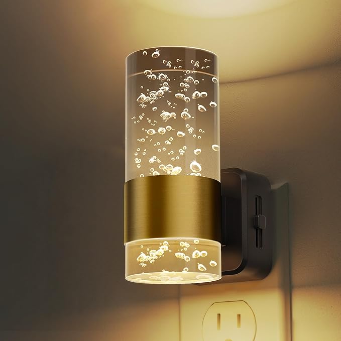 L LOHAS LED Night Lights Plug into Wall, Acrylic Night Light,Dimmable Nightlight with 0-100 LM Adjustable Brightness, 3000K Plug in Night Light with Dusk to Dawn Sensor, for Bathroom Hallway