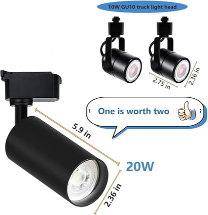 H Type LED Track Lighting Heads 24 Track Lights 3000K 20W 2400lm High Brightness Track Lighting System for Accent Lighting, Dimmable Ceiling Lights Spotlight Fixtures with 26ft Track Rail