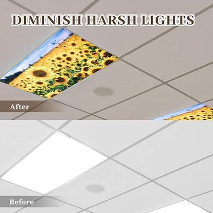 Patelai 8 Pack Fluorescent Light Covers for Classroom Ceiling 4 x 2 Feet Magnetic Light Covers Filter for Office School Drop Ceiling Supplies(Sunflower)