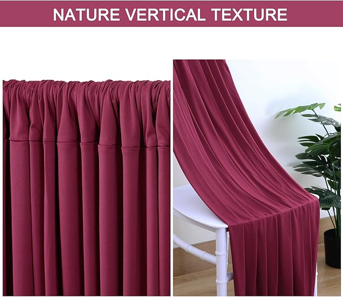 10x10ft Burgundy Backdrop Curtain for Wedding Parties Wrinkle Free Fabric Maroon Drapes Backdrop Decoration for Baby Shower Birthday Photography Decoration 2 Panels, 5ft x 10ft