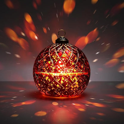 Birthday Glass Flameless LED Candles Wedding Decorative Light Birthday Gift for Her,Battery Operated Flickering Electric LED Ball Candles,Jar Candle for Home Party with Glass Cover Gifts for Wife(Red)