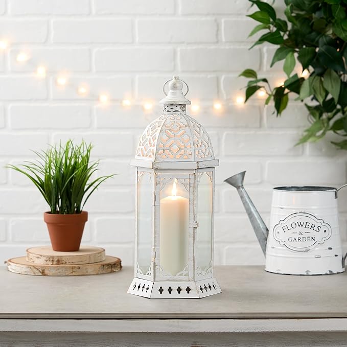 Zingz & Thingz Fancy Antique Style Candle Lantern Holder, Decorative Light Home Decor, 15.75" Tall, Graceful Lantern