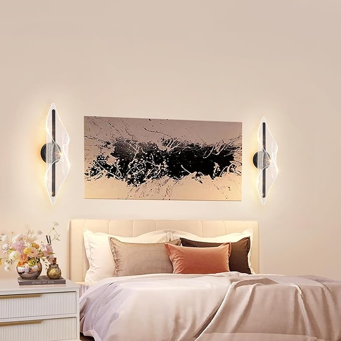 Modern Wall Sconce Light 22.4In Black Wall Lghting LED Dimmable Wall Lamp for Living Room Hallway Bathroom Bedroom Stairs Indoor
