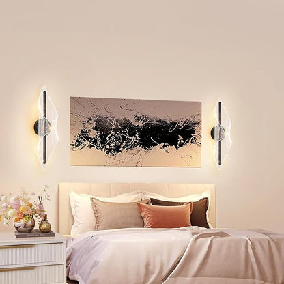Modern Wall Sconce Light 22.4In Black Wall Lghting LED Dimmable Wall Lamp for Living Room Hallway Bathroom Bedroom Stairs Indoor