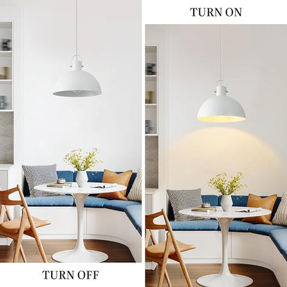 White Pendant Light 2 Pack, 11.8 Inch Pendant Lights Kitchen Island, Dome Pendant Lights, Farmhouse Pendant Light for Kitchen Island, Dining Room, Living Room