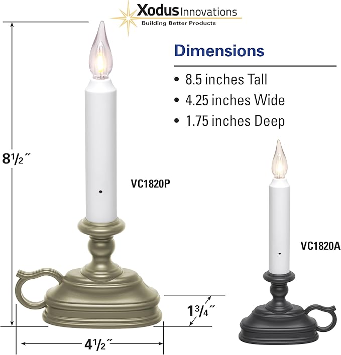VC1820A 8.5 inch Battery Operated Vintage Filament LED Flameless Window Candle with Dusk to Dawn Timer and 3 Flame Settings, Antique Bronze/Black