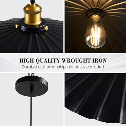 Kitchen Pendant Lights, Black Hanging Lamp for Hallway 13.8 Inch Metal Lampshade Farmhouse Pendant Lights Kitchen Island Vintage Pendant Lighting Kitchen Island Sofa