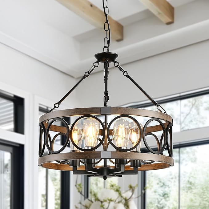 Rustic Chandeliers Farmhouse Chandelier Lighting for Dining Room,6-Light Close to Ceiling for Entryway Kitchen Island Foyer, Vintage Farmhouse Chandelier Lighting Fixture